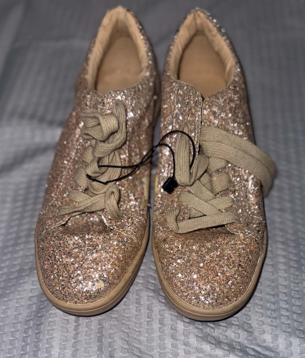 ZARA BASIC COLLECTION Rose Gold Glitter Lace Up S… - image 1
